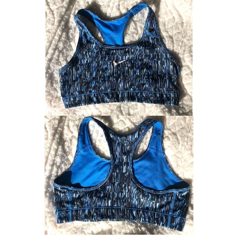 Nike Blue&Black Patterned Dri-fit Sports Bra